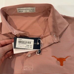 Texas Longhorns burnt orange stripped polo